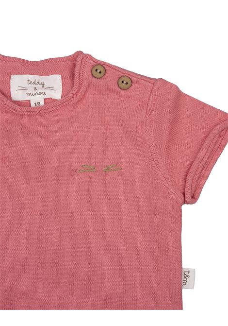 Completo In Maglia Rosa Di Cotone Organico TEDDY & MINOU | E25CP068EM109354